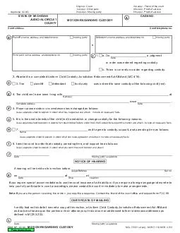 Form FOC  MOTION REGARDING CUSTODY Use this form if you have a pending case for custody