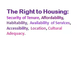 The Right to Housing: