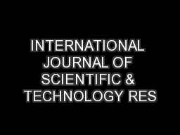 INTERNATIONAL JOURNAL OF SCIENTIFIC & TECHNOLOGY RES