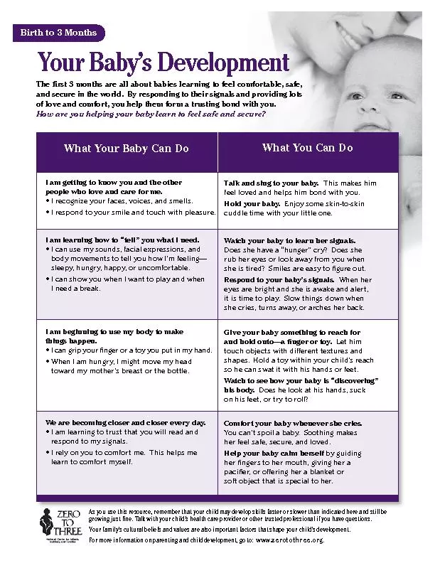 Your Baby’s DevelopmentThe rst 3 months are all about babies lea