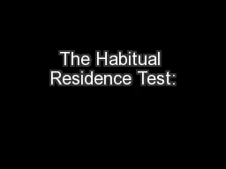 The Habitual Residence Test: