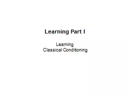 Learning Part I