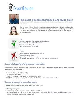 The causes of bad breath (halitosis) and how to treat it