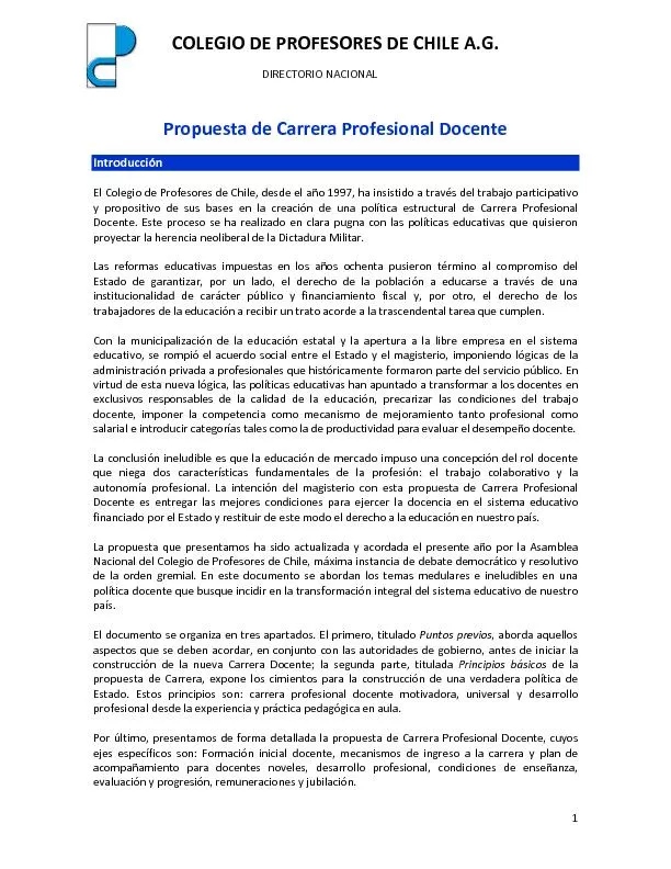 COLEGIO DE PROFESORES DE CHILE A.G.DIRECTORIO NACIONAL