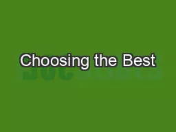 Choosing the Best