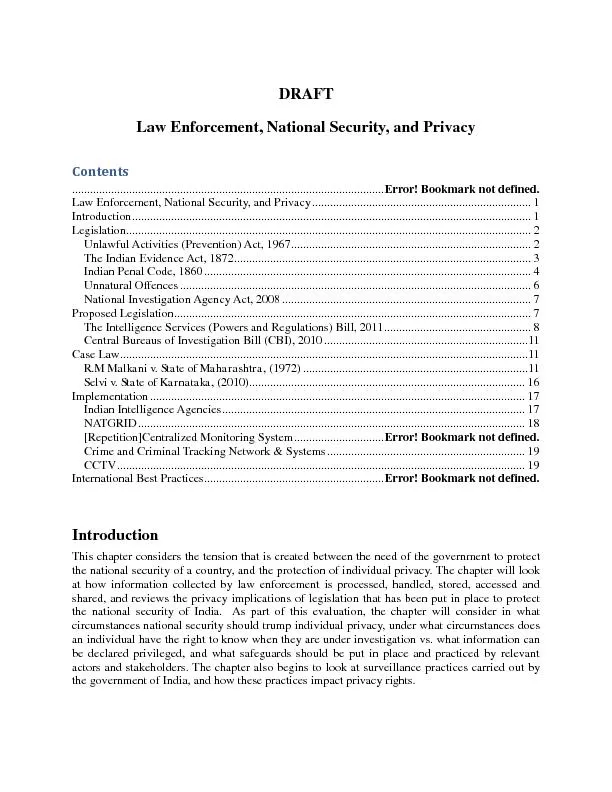 Law Enforcement, National Security, and Privacy