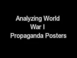 Analyzing World War I Propaganda Posters