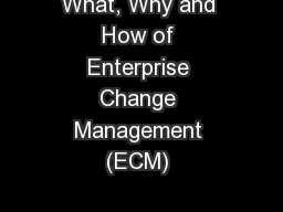 What, Why and How of Enterprise Change Management (ECM) 