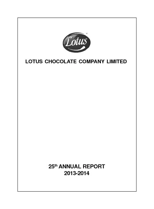 LOTUS CHOCOLATE COMPANY LIMITEDANNUAL REPORT