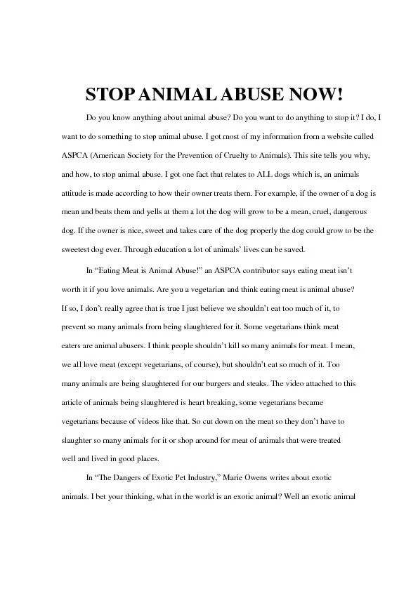 STOP ANIMAL ABUSE NOW!Do you know anything about animal abuse? Do you