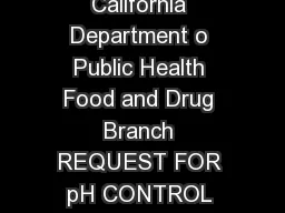 State of California Health and Human Services Agency California Department o Public Health