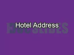 Hotel Address