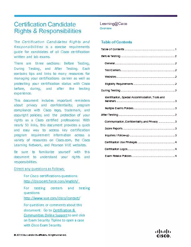 Rights & Responsibilities Overview !The Certification Candidates Right