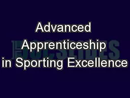 Advanced Apprenticeship in Sporting Excellence