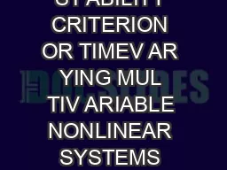 POPO ABSOLUTE ST ABILITY CRITERION OR TIMEV AR YING MUL TIV ARIABLE NONLINEAR SYSTEMS