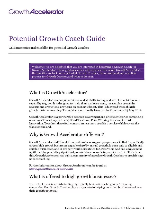Potential Growth Coach Guide and Checklist