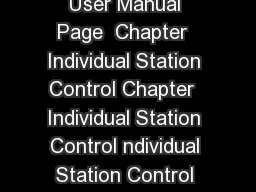 Rain Master Irrigation Systems DX User Manual Page  Chapter  Individual Station Control Chapter  Individual Station Control ndividual Station Control ISC is used to obtain a high degree of control ov