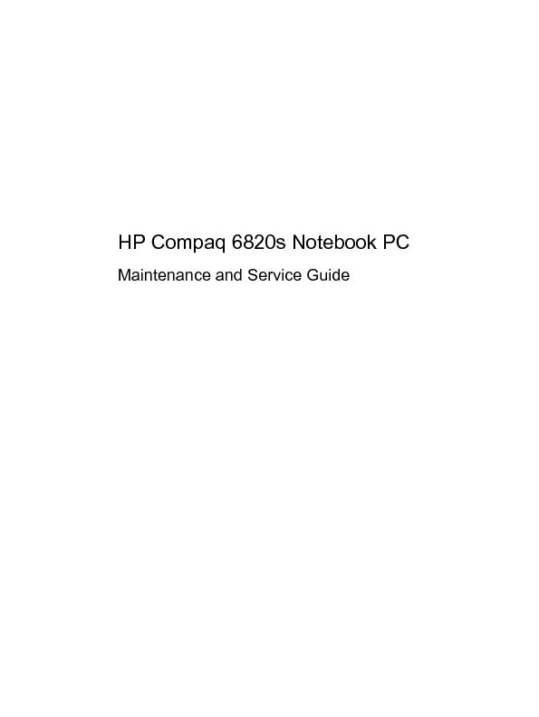 HP Compaq 6820s Notebook PCMaintenance and Service Guide