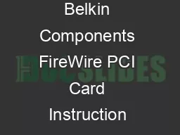 PA FUMAC Belkin Components FireWire PCI Card Instruction Manual PAFUUSman