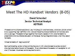 Meet The HD Handset Vendors (B-05)
