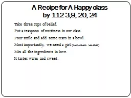 A Recipe for A Happy class
