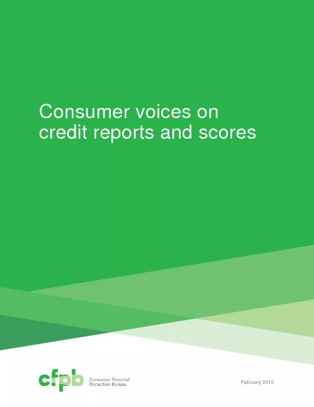 Consumer voices oncredit reports and scores