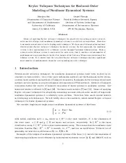 Krylo Subspace ec hniques for ReducedOrder Mo deling of Nonlinear Dynamical Systems Zhao jun Bai Daniel Sk ogh Departmen of Computer Science Sw edish Defense Researc Agency and Departmen of Mathemati