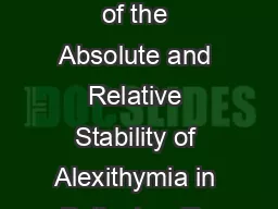 Regular Article Psychother Psychosom  An Evaluation of the Absolute and Relative Stability