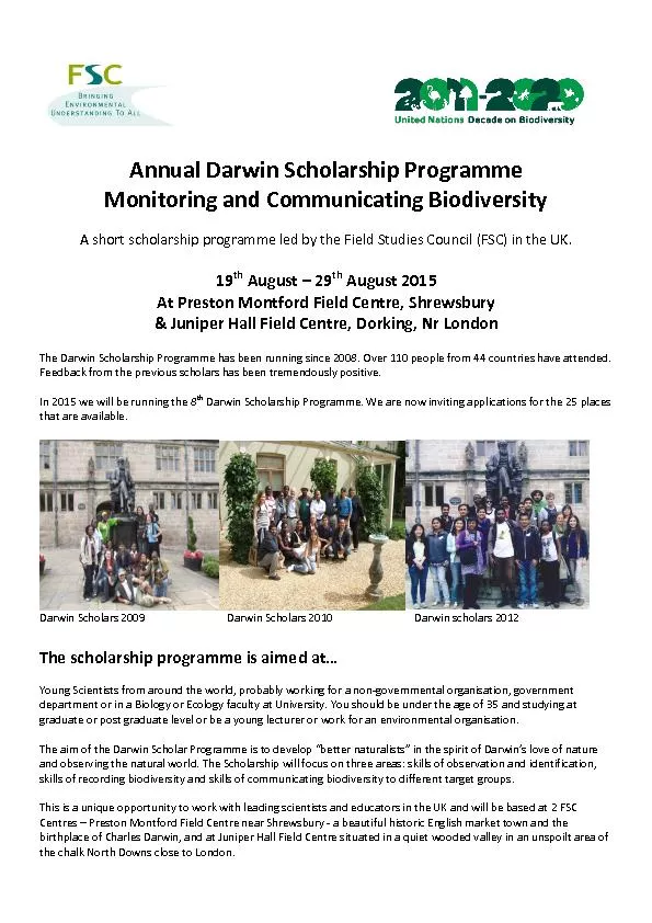 Darwin Scholarship Programme