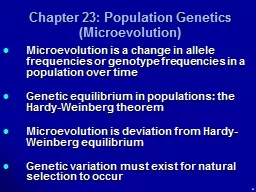 Chapter 23: Population Genetics (Microevolution)