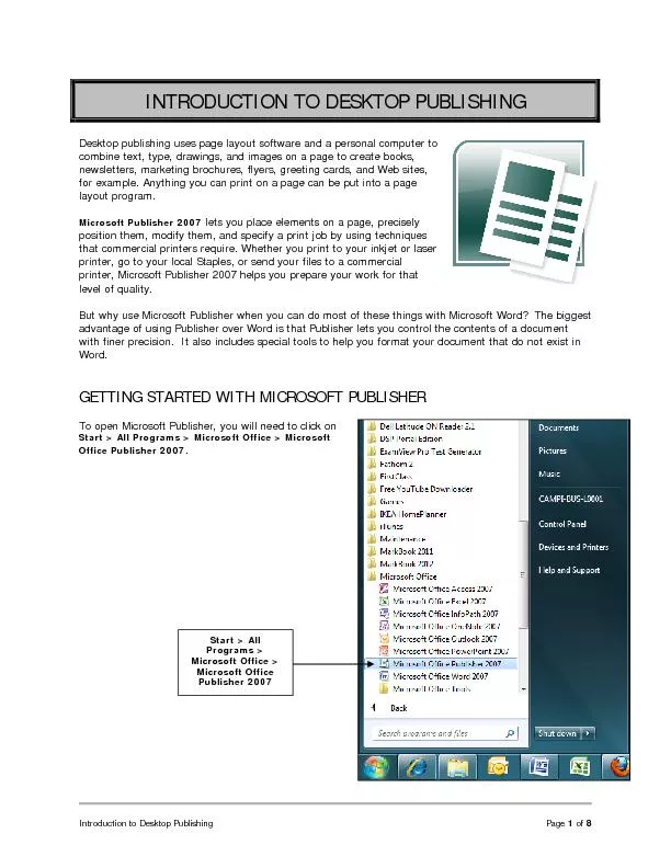 Introduction to Desktop Publishing  Page