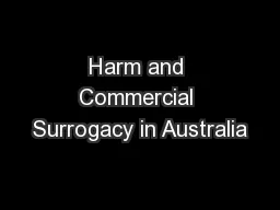 Harm and Commercial Surrogacy in Australia