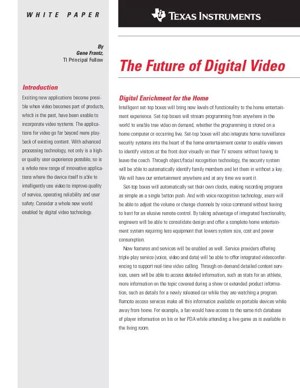 The Future of Digital Video