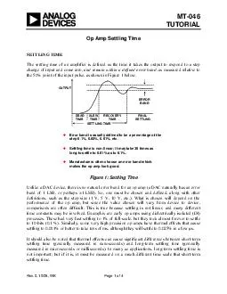 MT TUTORIAL Op Amp Settling Time SETTLING TIME The settling time of an amplifier is defined as the time it takes the output to respond to a step change of input and come into and remain w ithin a def