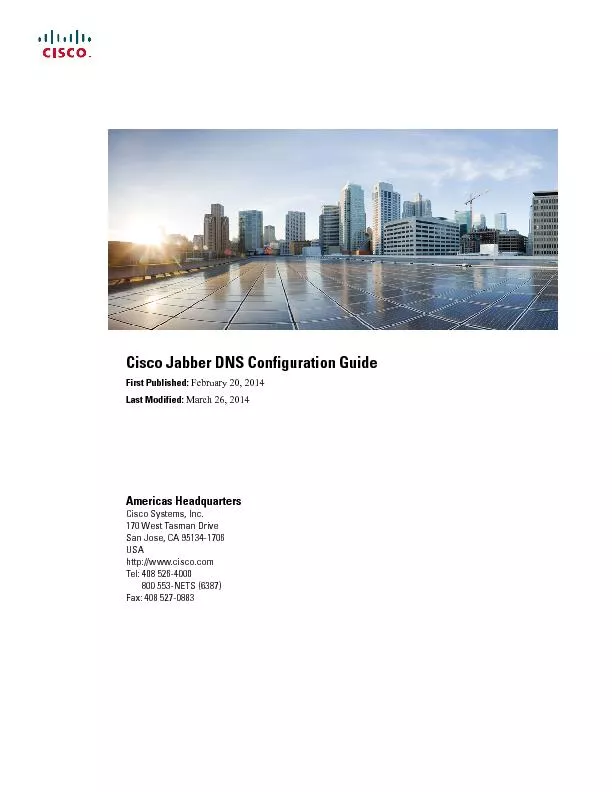 Cisco Jabber DNS Configuration GuideFirst Published: �)�H�E�U�X�D�U�\