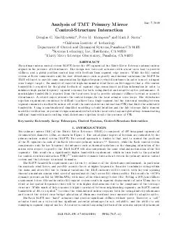 May   Analysis of TMT Primary Mirror ControlStructure Interaction Douglas G