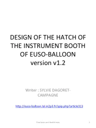 DESIGN OF THE HATCH OF THE INSTRUMENT BOOTH OF EUSO-BALLOON