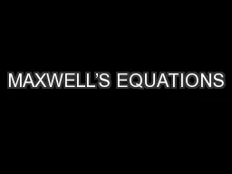 MAXWELL’S EQUATIONS