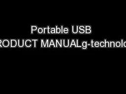 Portable USB DrivePRODUCT MANUALg-technology.com