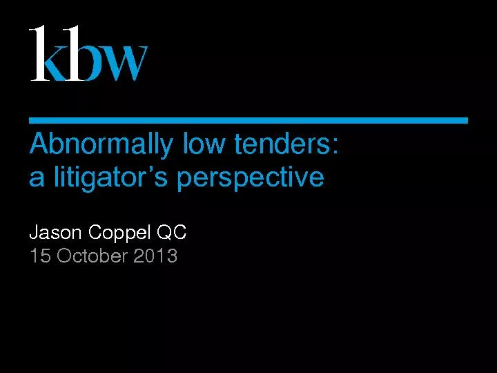Abnormally low tenders: