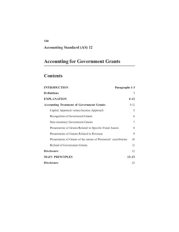 124Accounting Standard (AS) 12Accounting forGovernmentGrant