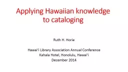 Applying Hawaiian knowledge to cataloging