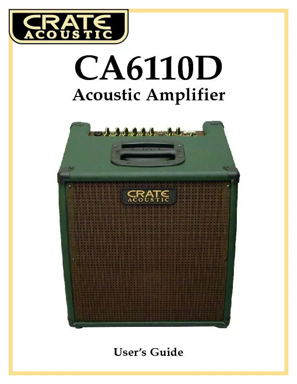 CA6110D Acoustic AmplifierTable of Contents: