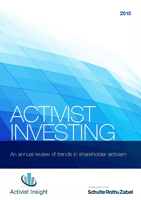 An annual review of trends in shareholder activism