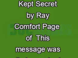 Hells Best Kept Secret by Ray Comfort Page  of  This message was first preached 
