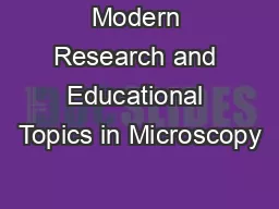 Modern Research and Educational Topics in Microscopy
