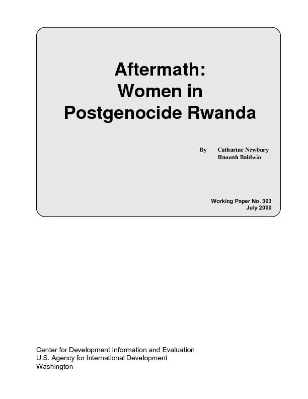 Aftermath:Women inPostgenocide RwandaCenter for Development Informatio