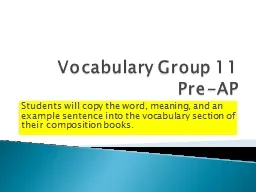 Vocabulary Group 11 Pre-AP