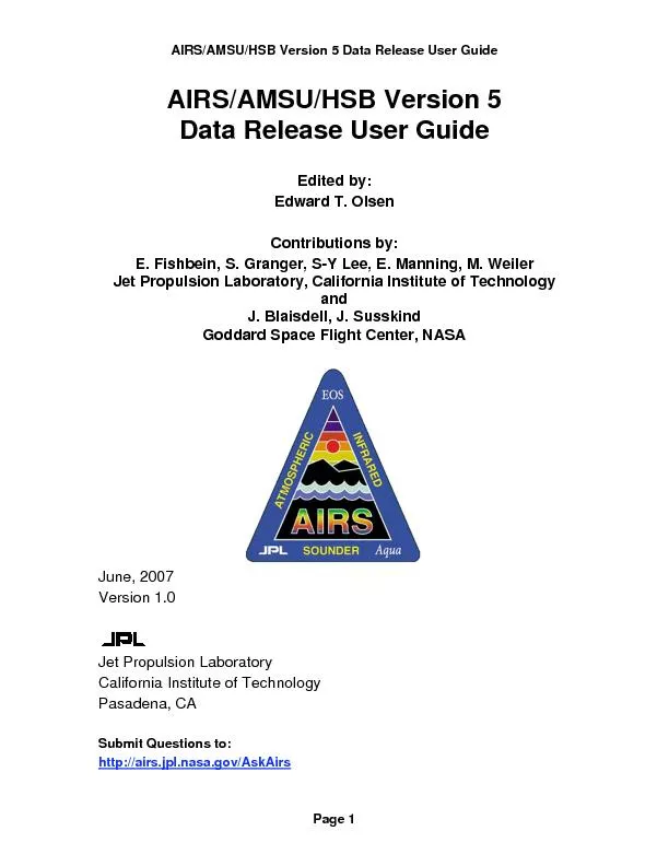 AIRS/AMSU/HSB Version 5 Data Release User Guide  Page 1 AIRS/AMSU/HSB