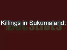 Killings in Sukumaland: